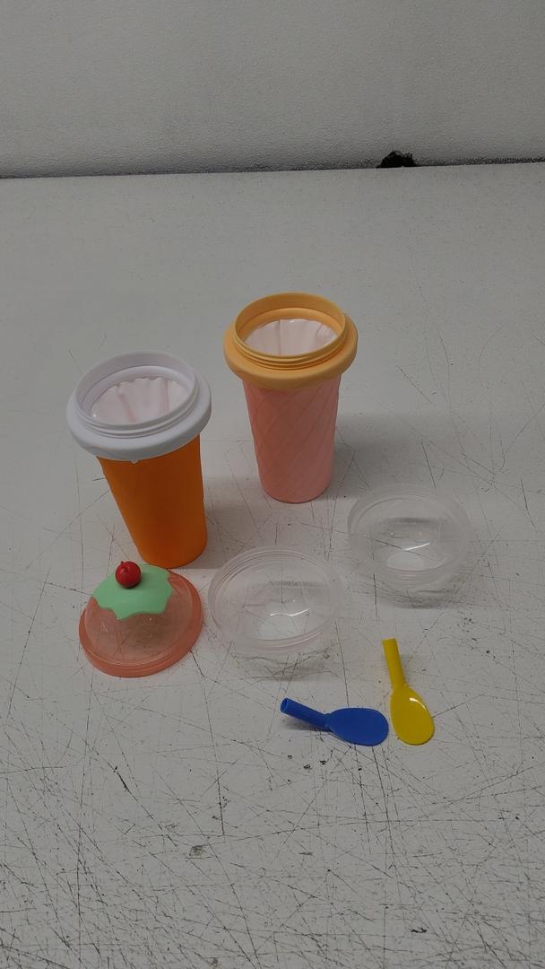 Slushie Cup, 2 Pack Slushy Maker Cups, DIY Magic Squeeze Cups for Juice Milk Yogurt Ice Cream Make, Portable Double Layer Smoothie Cup with Lid & Straw for Kids Friends Family (Orange+Pink) Slushie Cup, 2 Pack Slushy Maker Cups, DIY Magic Squeeze Cups for Juice Milk Yogurt Ice Cream Make, Portable Double Layer Smoothie Cup with Lid & Straw for Kids Friends Family (Orange+Pink)