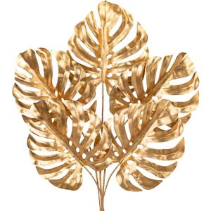 DILATATA 5 Pcs Artificial Monstera Leaves with Stem 20 Inch Golden Tropical Monstera Plant Gold Palm Leaves Philodendron Monstera Fronds for Wedding Hawaiian Luau Jungle Party Decorations