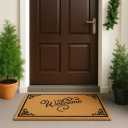 LuxUrux Coco Coir Welcome Mat - Heavy-Duty Backing, 17'' x 30'' Natural Door Mat - Easy to Clean, Beautiful Color for Outdoor and Indoor Use - Home Decor