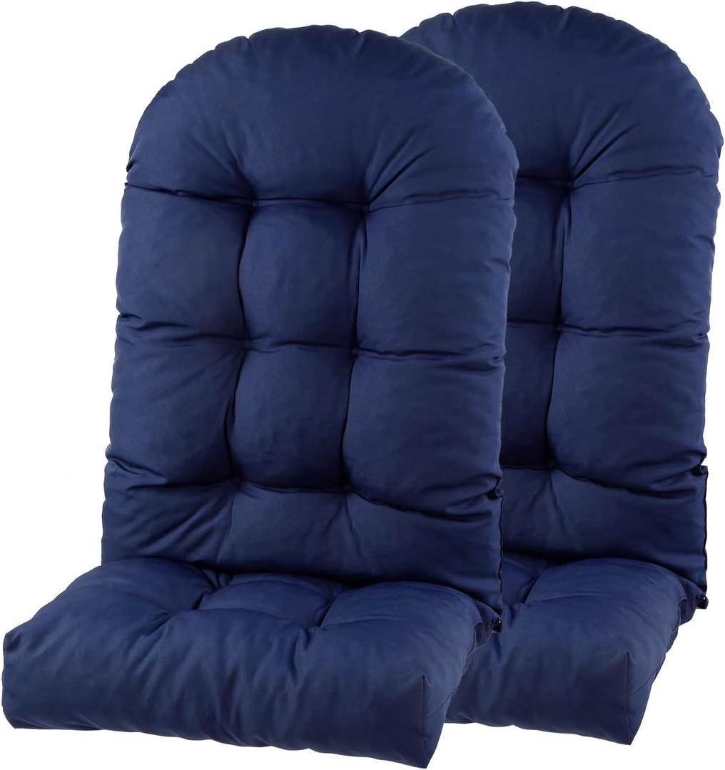 Outdoor Adirondack Chair Cushions Set of 2, Non-Slip Waterproof High Back Tufted Patio Seat Pads for Porch Rocking Chair 44"x19.6"x4.7", Navy Blue