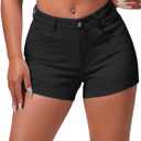 roswear Women's Casual Summer High Waisted Basic Jean Shorts Stretchy Denim Shorts (Large, Black)