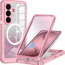 Hekodonk for Galaxy S26 Plus Case Magnetic,[Compatible with Magsafe][Built-in Tempered Glass Screen Protector] [Glitter Card] Full Body Bling Case for Samsung Galaxy S26 Plus,Pink, 2 Pack