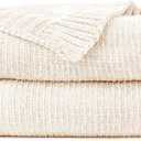 Chenille Throw Blanket for Couch, Cozy Soft Blanket Lightweight Decorative Throw for Living Room Sofa Chair, Stylish Home Decor, Ideal for Gifting, Ivory 50"x60"