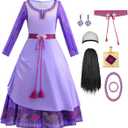 Princess Asha Costume for Girls Wish Asha Dress Up Kids Halloween Cosplay Outfits with Accessories (2-3 Years)