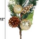 DR.DUDU Christmas Tree Ornaments 6 Pcs 12'' Gold Picks and Sprays with Brown Pine Cone Green Poinsettia Leaf, Artificial Berry Branches Stems Decorations DIY Crafts for Vase Filler Wreath Decor (Gold)