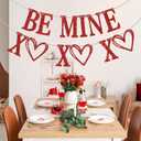 Red Glitter BE MINE Banner, Valentine's Day Bunting Garland, Romantic Anniversary, Wedding, Engagement, Galentine's Party Decorations