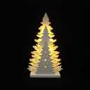 Wooden Christmas Tree Tabletop Decor, LED Wood Craft Christmas Trees Light 2AA Battery Powered 10 inch for Xmas Home Decorations(Indoor)
