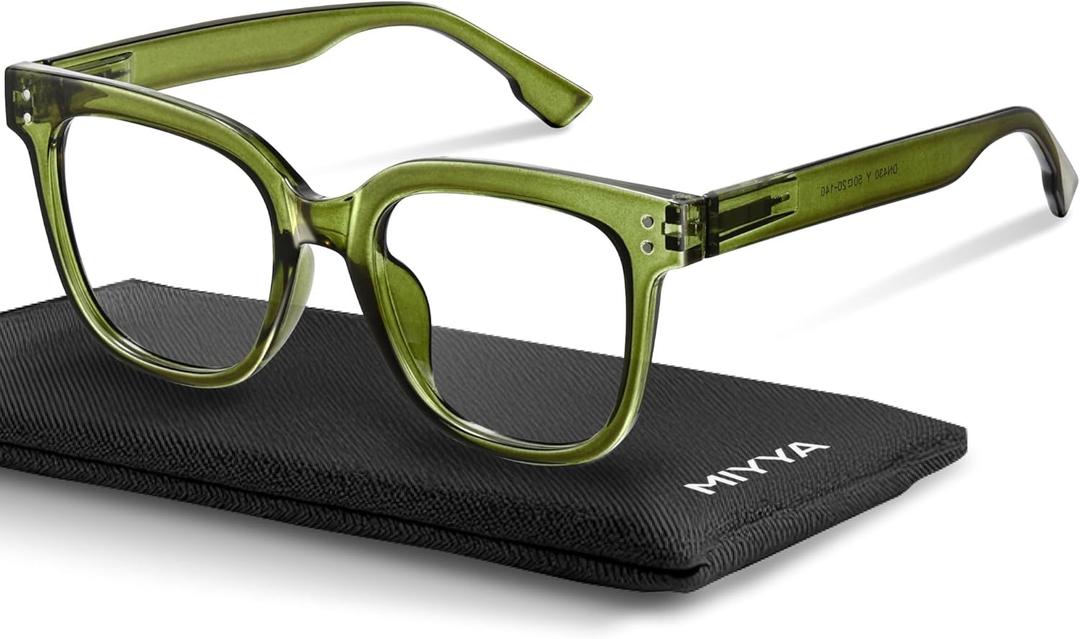 miyya Blue Light Glasses for Women & Men  Oversized UV & Blue Light Blocker Chunky Frames, All-Day Comfort, Stylish Eyewear (Matcha Latte (Transparent))