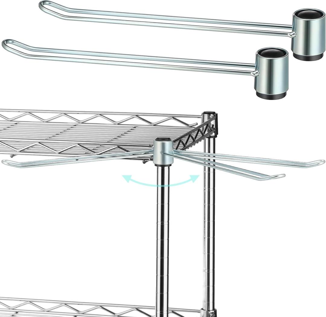 MorningRo 2 Pcs Wire Shelf Hooks Post Utility Hook Wire Shelving Accessories Chrome Plated Steel Hanger with a Rubber Cap for Hanging Pots Kitchenware Clothes (Silver)
