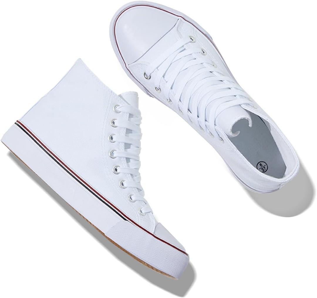 Iarus High Top Sneakers for Women White Canvas Comfortable Shoes for Women Walking Casual Sneakers Tennis Shoes, Size 6.5