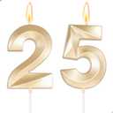 Large 2.76inch Gold Number 25 Candle, 25th Birthday Decorations for Men Women, 25th Birthday Candle for 25 Year Old Birthday Anniversary Her Him