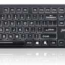 Perixx PERIBOARD-317 Wired Backlit USB Keyboard, Big Print Letter with White Illuminated LED, US English Layout,Black