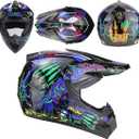 VIRTUE "Full Face Helmet - Ultimate Protection for Mountain Biking, BMX, and Downhill Riding"for Men and Women - Adjustable Fit (Large) Combo Helmet Gloves Goggles