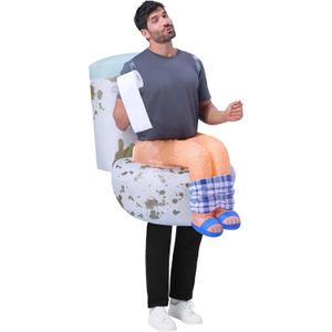 Spooktacular Creations Adults Inflatable Costumes, Sitting on a Toilet Inflatable Costume, Funny Blow Up Costumes for Halloween Costume Cosplay Themed Parties