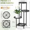 4 Tier Plant Stand Indoor Outdoor, Metal Flower Shelf Display Holder, Multiple Plants Corner Tall Flower Holders for Patio Balcony Porch Garden Living Room (Black)