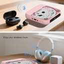 ENVYCLOUD CD Player Portable with Dual Stereo Speakers, Rechargeable Portable CD Player with Bluetooth for Home with Headphones, Support CD/AUX/USB,Pink