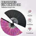 Boots on The Ground Fan,2025 New Large Holographic Folding Hands F an Line Dance Popping Fans,Boots on The Ground Hand Fan,Folding Hand Classic Style Fans Bamboo Ribs Hands Held Chinese (Black)