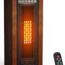 Air Choice Infrared Space Heater, 1500W Electric Portable Heater with Remote Control and Thermostat, Fast & Quiet Heating Tower Room Heater for Indoor Use, Bedroom, Office, Home, Chestnut