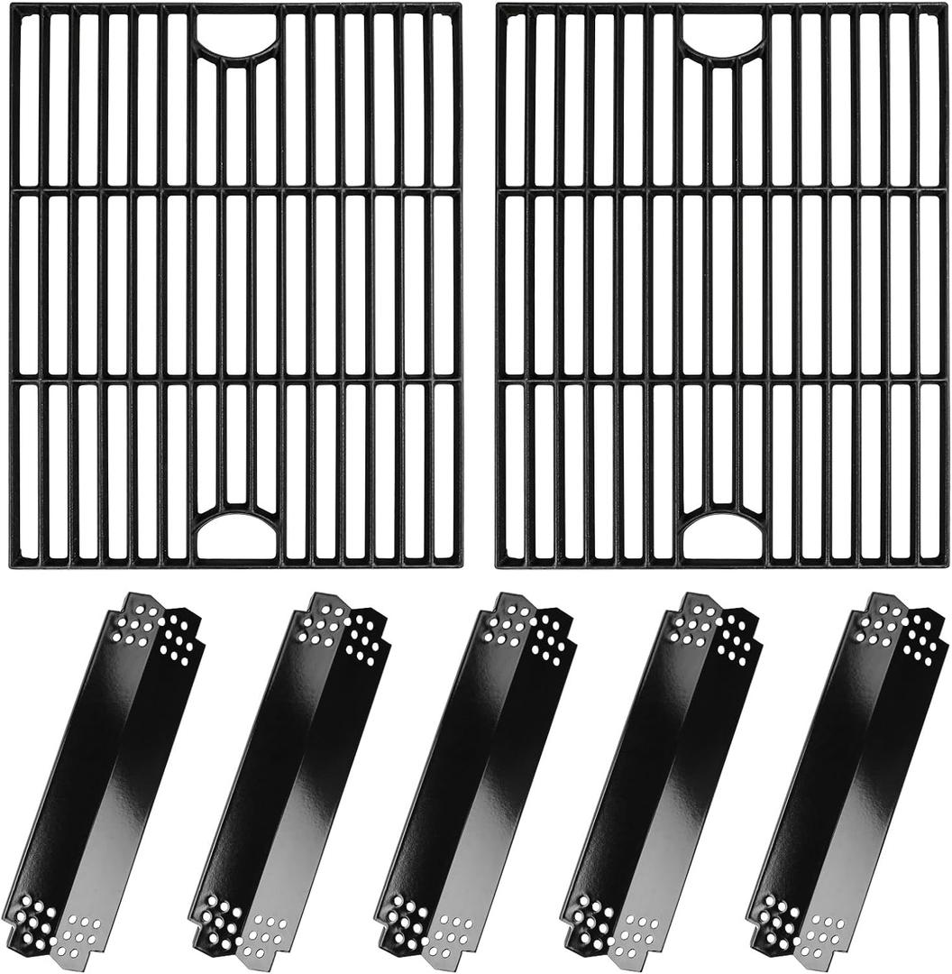 Grill Replacement Parts for Nexgrill 720-0888N - 720-0888s 5 Burner Grill, Heat Plate, Grill Grate for 720-0830H 720-0888, Cast Iron, Porcelain Steel