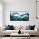 Blue Ridge Mountains Forest Framed Canvas Wall Art Set, Natural Landscape Wall Decor, Green Pine Trees Wall Painting, Woodland Artworks for Living Room, Bedroom, Dining Room - 20"x40"
