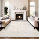8x10 Area Rugs for Living Room, Stain Resistant Washable Rugs for Dining Room, Kitchen, Floral Vintage Non-Slip Thin Large Beige Rug