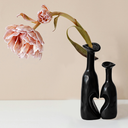 Heart Shaped Small Ceramic Vases Set of 2 Home Decor Boho Vase Modern Matte Flower Vase Minimalist Decorative Vase for Wedding Gift Dining Coffee Table Book Shelf Office Dcor (Black Black)