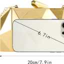 Reberomantic Women Lattice Pattern Metal Handbag Chain Geometric Evening Clutch Purse