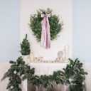 2 x Large Pink Christmas Wreath Sash for Door, 27.5" Holiday Decoration with Snowflake Lace Pattern, 11 Glitter Bow Tree Topper Wall Indoor Outdoor Xmas Farmhouse Home Decor Metal Clip