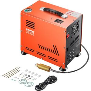 VEVOR PCP Air Compressor, 800W Dual-Cylinder PCP Airgun Compressor 4500PSI/30Mpa with Built-in Fan Cooling System, Auto-Stop | Oil Free Paintball Tank Compressor for Air Rifle, Scuba Diving Bottle (Multi-voltage)