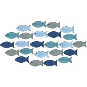 Spiareal 24 Pcs Wooden Fish Wall Decor Nautical Beach Wall Decor, Wood Fish Art Hanging Decorative Coastal Beach Decorations for Home Outdoor Lake House Decoration, 4 Colors(Fresh)