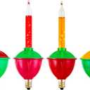4 Pack Replacement Bubble Lights Bulbs Red Green Yellow Orange Bubble Lights for Christmas Tree Fluid Light C7/E12 Candelabra Base Christmas Light Bulbs