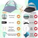 Happy Travel Beach Tent, UPF 50+ UV Protection Sun Shade Shelter for 3/4/5/6/7/8 Person, Portable Beach Canopy for Family & Baby, Lightweight & Easy Setup Beach Cabana with 3 Ventilation Mesh Windows