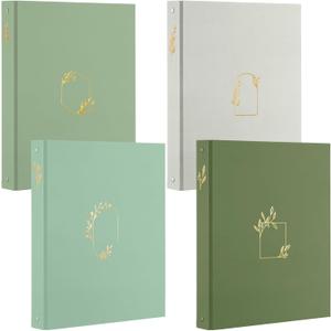 4 Pcs Aesthetic 3 Ring Binder Sturdy 1 Inch Cute Binder Fits 11" x 8.5" Letter Sized Paper for Women Men School Office Home Supplies Work Organize Paperwork, 4 Colors(Green)