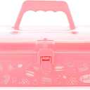 Funtopia Plastic Art Box for Kids, Multi-Purpose Portable Storage Box/Sewing/Tools Organizer for Kids' Toys, Craft and Art, School, Office Supply - Pink