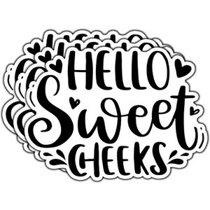 6 x (3Pcs) Hello Sweet Cheeks Sticker Funny Sarcastic Quote Stickers Decorative Humorous Waterproof Vinyl Decal for Laptop Water Bottle Tumbler Phone Case Notebook Size 3x2.2 Inches