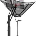 Basketball Rebounder Return Machine with 180° Rotating Track Adjustable Height Return Attachment Heavy Duty Shooting Trainer Rebounder Net Return System for Solo Practice & Efficient Training