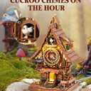ROKR Cuckoo Clock Mechanical 3D Wooden Puzzle Kit for Adults, DIY Wooden Clock Model Building Set, Unique Home Decor Gift for Women Men