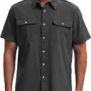 TUNEVUSE Mens Short Sleeve Button Down Shirt Casual Work Dress Shirt Lightweight Summer Shirt with 2 Pockets (Green, S)