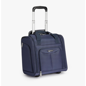 Amazon Basics Underseat Carry On Luggage with Wheels - 14" Rolling Travel Bag, Navy