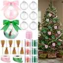 Sosation 12 Set Witch Christmas Ornaments for Christmas Tree 3.15 Inch Pink and Green Princess Party Decorations with Ribbon Brooms Clear Plastic Fillable Balls Mesh Roll Glitter for Xmas Tree Decor