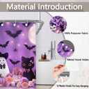 ZTHMOE Halloween Ghost Shower Curtain for Bathroom Purple Cute Cartoon Cat Spooky Horror Pumpkins Home Decorations Sets with 12 Hooks Waterproof Polyester 72" x 72"
