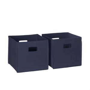 RiverRidge Folding Storage Bins with Handles Navy Cube Storage Organizer for Closet, Bedroom & Playroom - Closet Organizers Set of 2