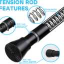 Spring Tension Curtain Rod 28 To 48 Inch Adjustable Expandable Black Tension Rod 7/8" Shower Curtain Rods No Drilling Spring Loaded Curtain Rod for Windows Bathroom Closet Kitchen Bedroom Doorway Door