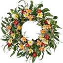 Jobflower Spring Wreath, 24" Daisy and Lavender Wreath,Beautiful Artificial Summer Wreaths for Front Door, Porch, Fireplace, Indoors and Outdoor Home Decoration