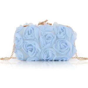 Women Clutches Purse Lace Formal Flower Evening Handbag Chain Strap Shoulder Bag