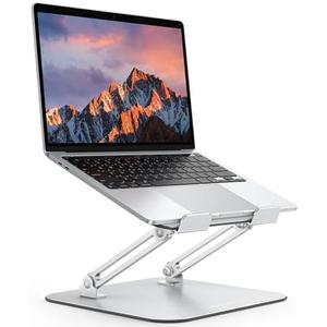 OMOTON Laptop Stand for Desk, Ergonomic Metal Adjustable Laptop Stand, Laptop Holder Riser with Cooling Function, Computer Stand Compatible with MacBook and All Laptops (10-17.2 inch), Silver