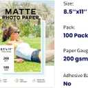 100 Sheets Matte Photo Paper 8.5x11, Goefun 200GSM/54LB Inkjet Printer Paper for Dye Ink and Pigment Ink