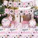 194Pcs Pink Halloween Booday Party Decorations, Happy Booday Tableware Set Banner Paper Plates Cups Napkins Tablecloth Little Boo Supplies Serve 24 Guest (7 inch, 9 inch)