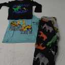 Simple Joys by Carter's boys 4-piece Pajama Set (3T, Aqua Blue Trucks/Black Dinosuar/Cobalt Blue/Grey Construction)