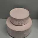 PULOTE 100PCS Pink Plastic Plates - Heavy Duty Pink and Gold Disposable Plates for Party, Wedding & Mothers Day, Include 50 Dinner Plates and 50 Dessert Plates